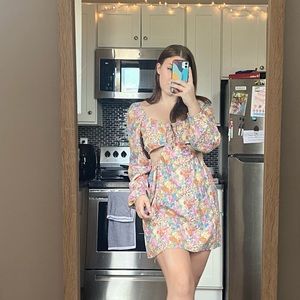 Floral cut-out dress